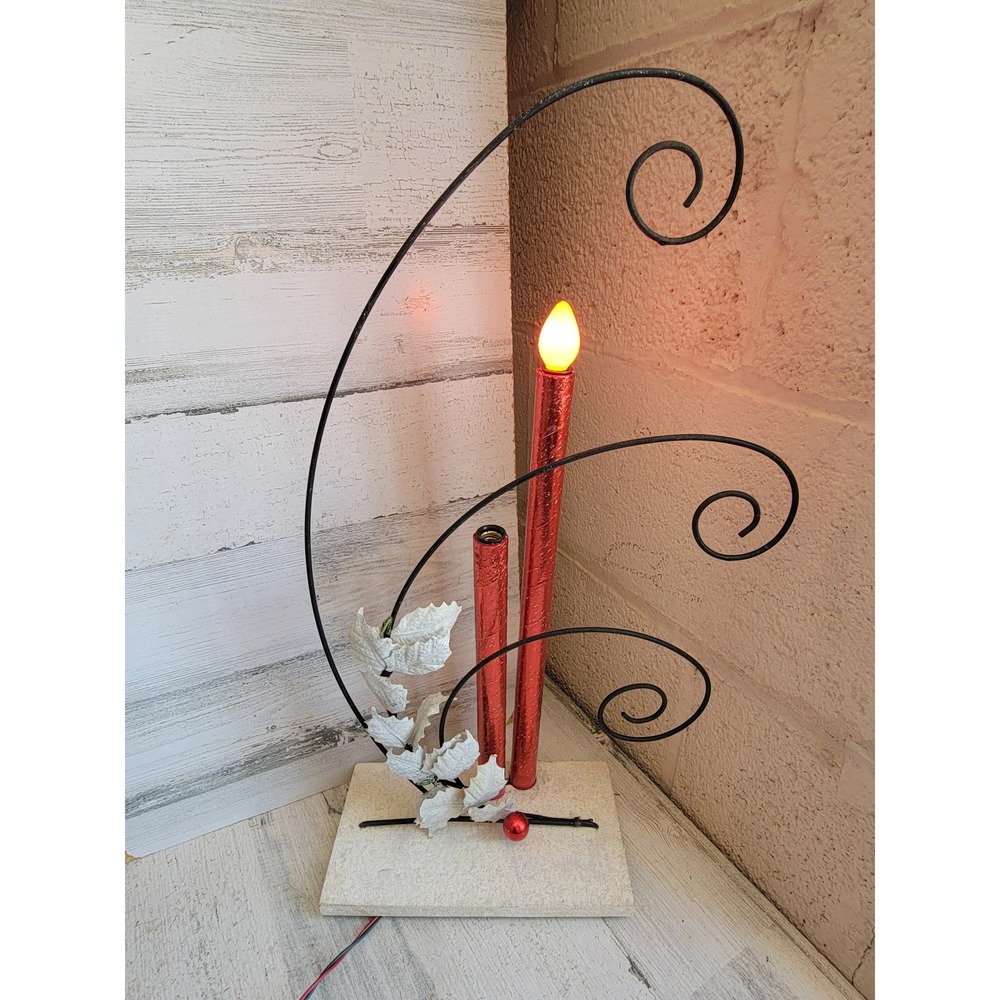 Candle stick light up vintage unique mistletoe Xmas home decor figure